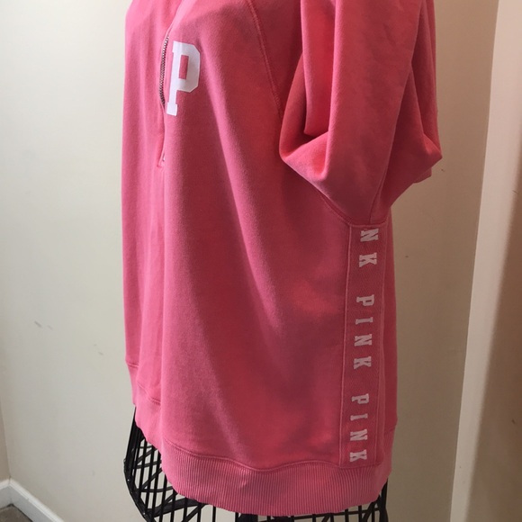 PINK Victoria’s Secret Half Zippered Pink & White Sweatshirt - Picture 5 of 8